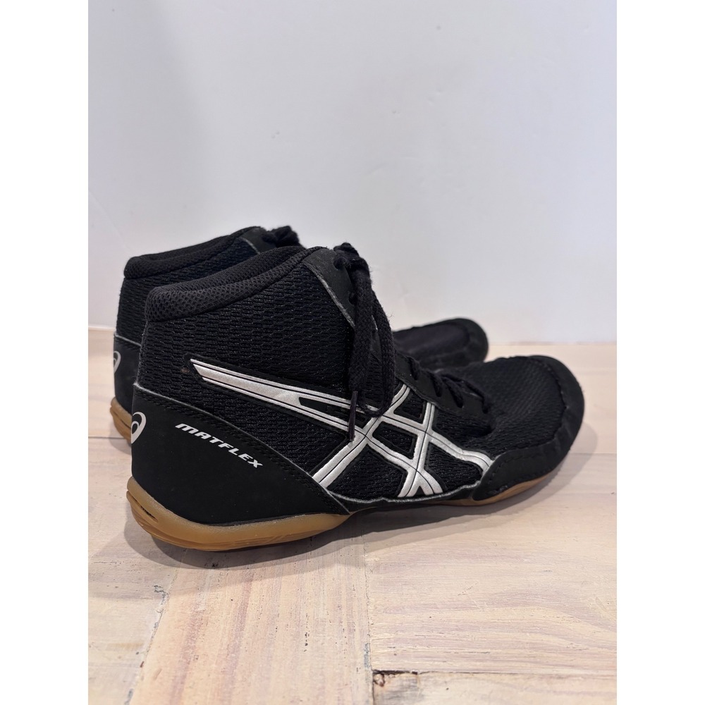 ASICS Matflex 5 Kids Wrestling Shoes Black Silver C545N Size 4.5Y